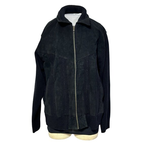 A. Adams & Spire Black Leather & Fabric Jacket M - Picture 1 of 5